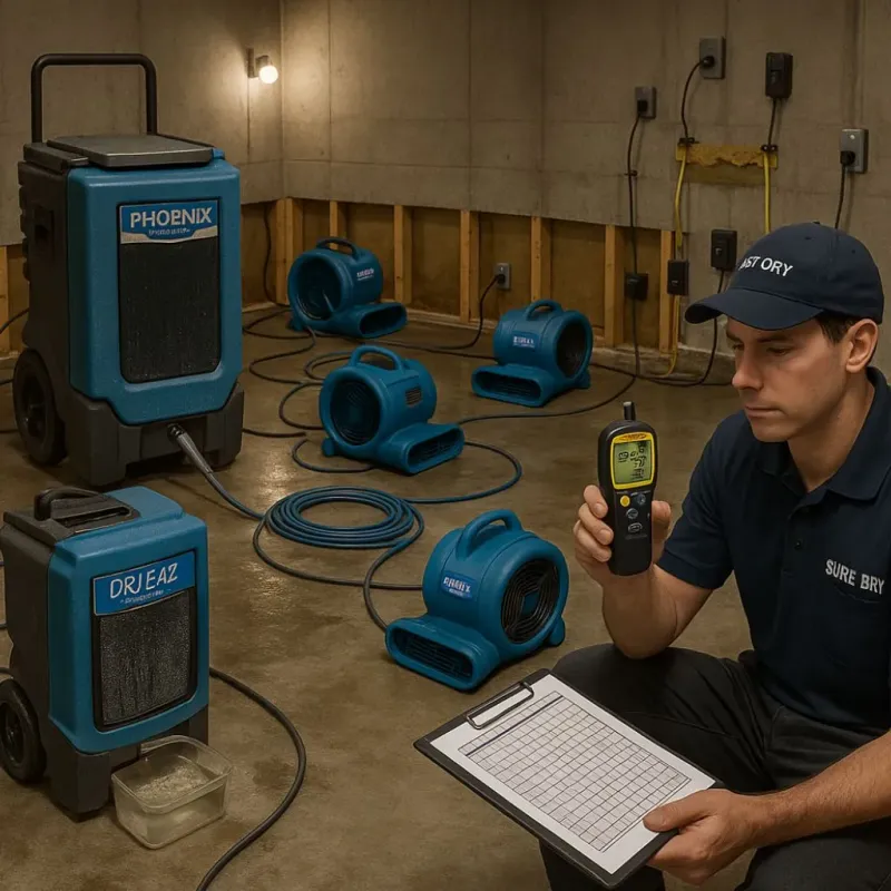 Structural Drying and Dehumidification process in Thermal, CA
